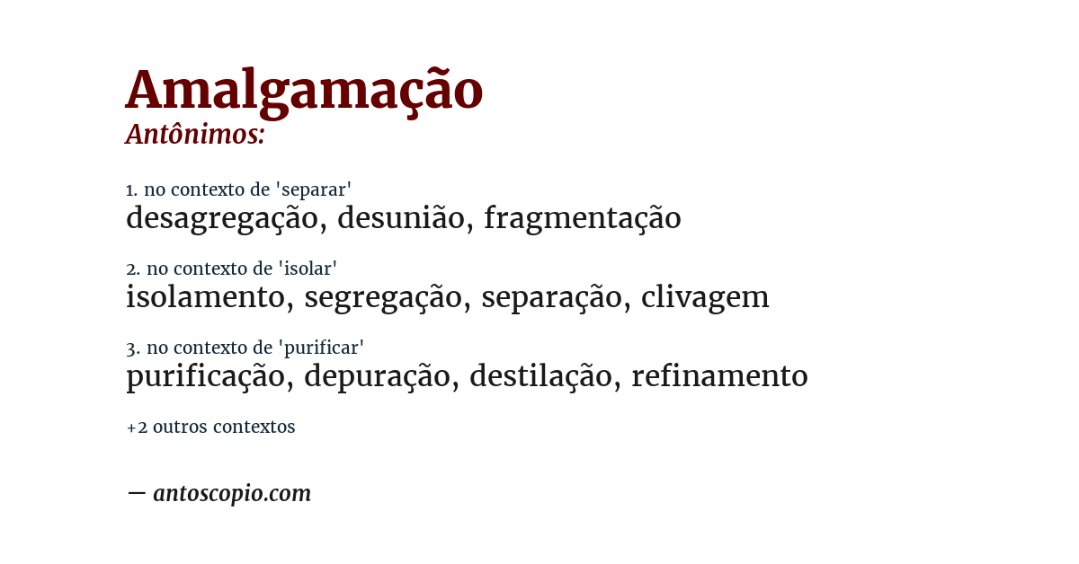 Antônimo de amalgamação
