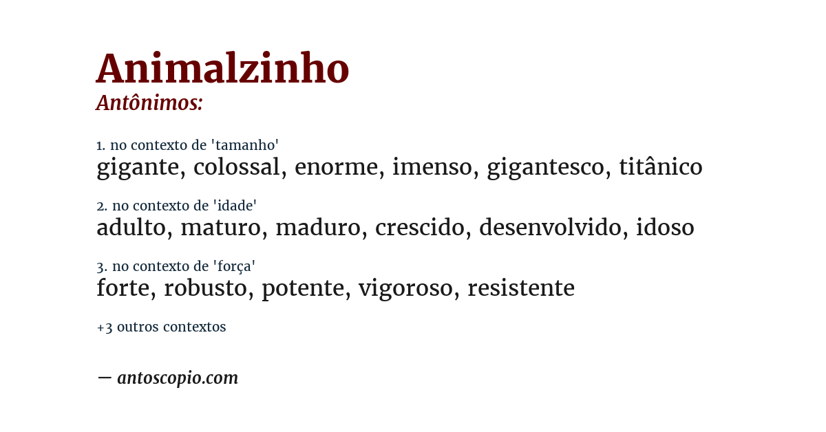 Antônimo de animalzinho