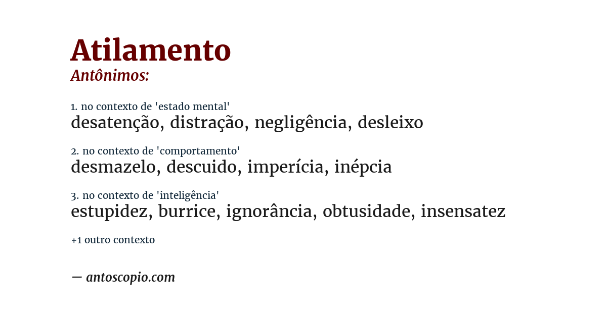 Antônimo de atilamento