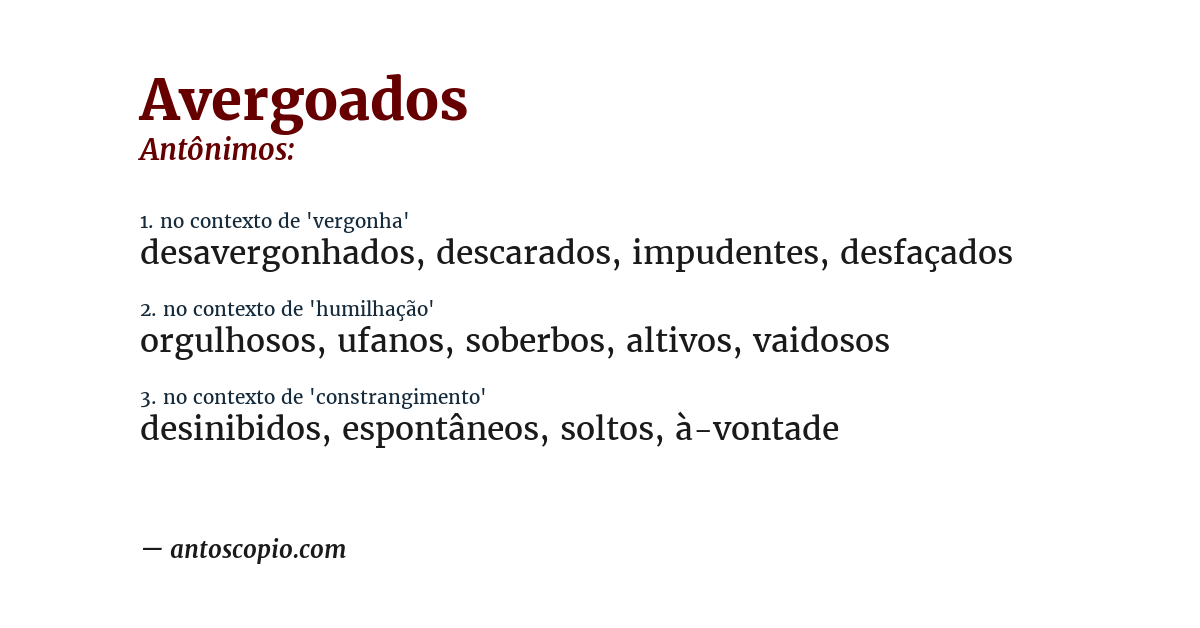 Antônimo de avergoados