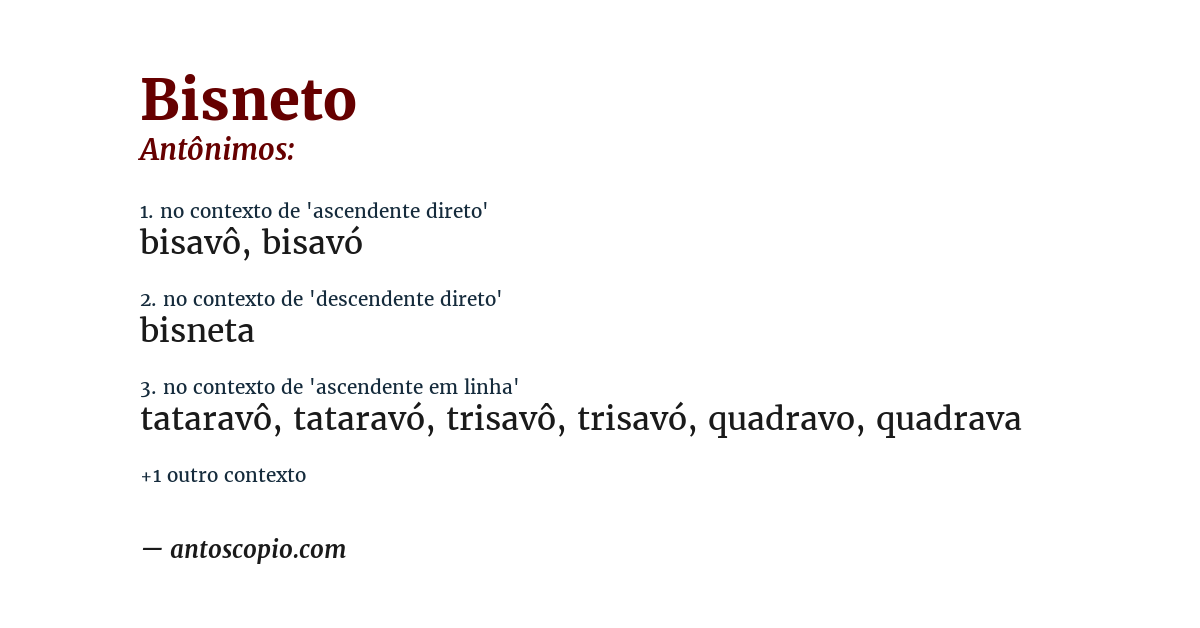 Antônimo de bisneto