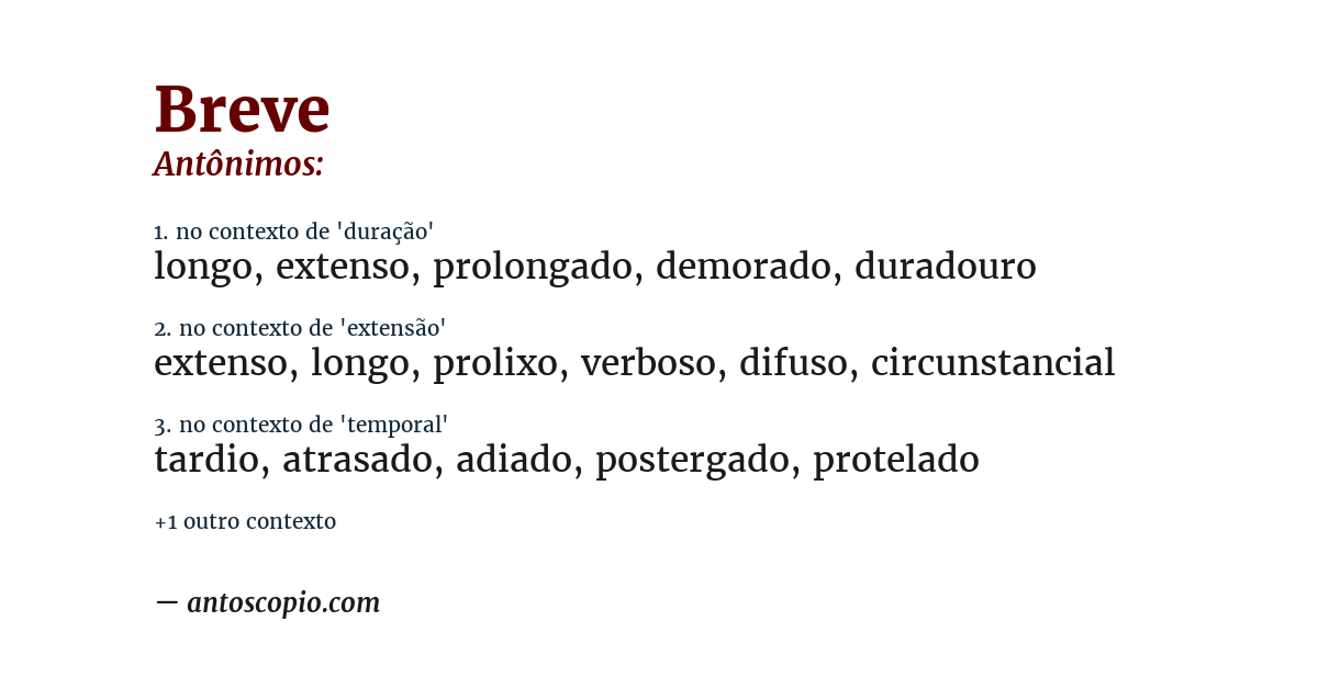 Antônimo de breve