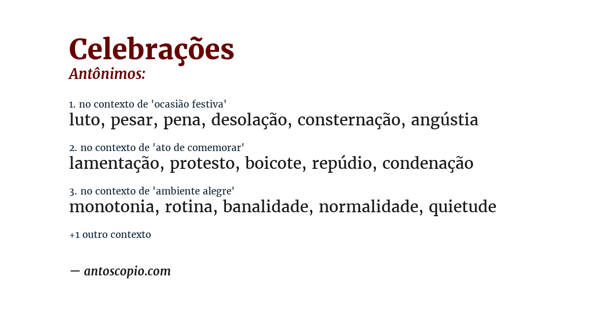 Antônimo de celebrações