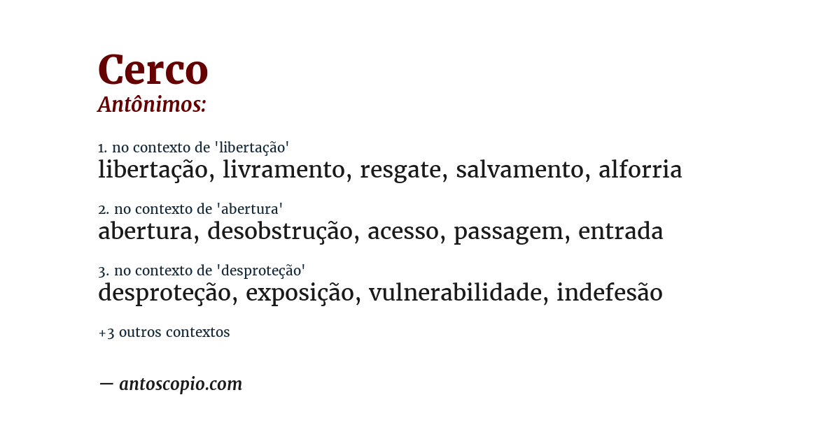 Antônimo de cerco