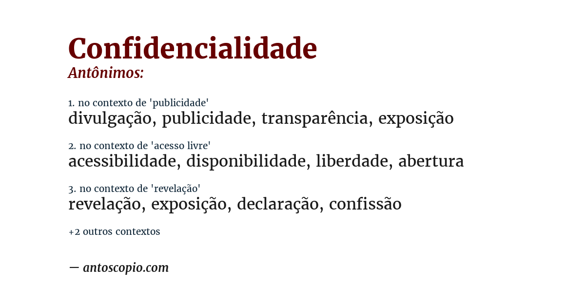 Antônimo de confidencialidade