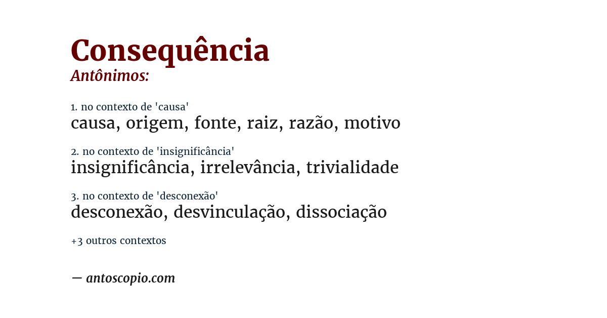 Antônimo de consequência
