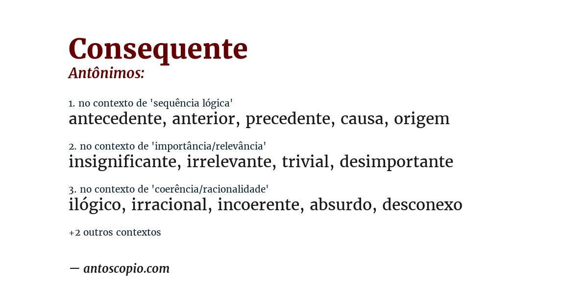 Antônimo de consequente