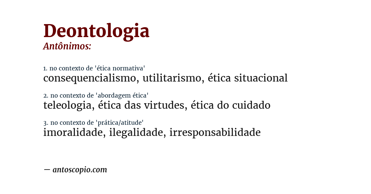 Antônimo de deontologia