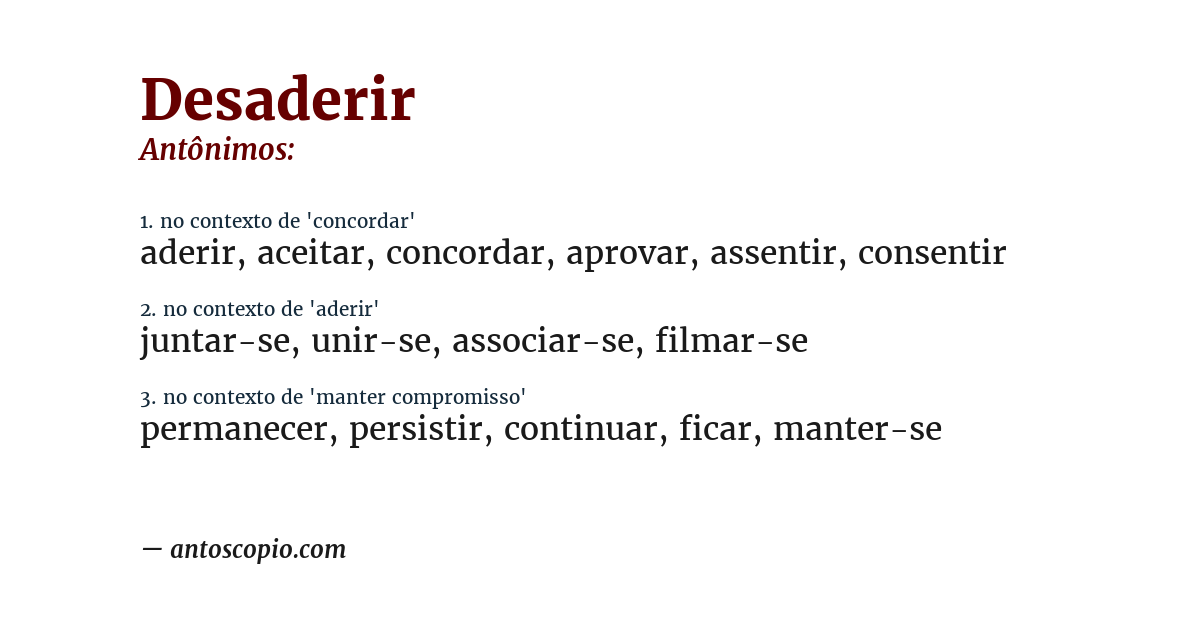 Antônimo de desaderir