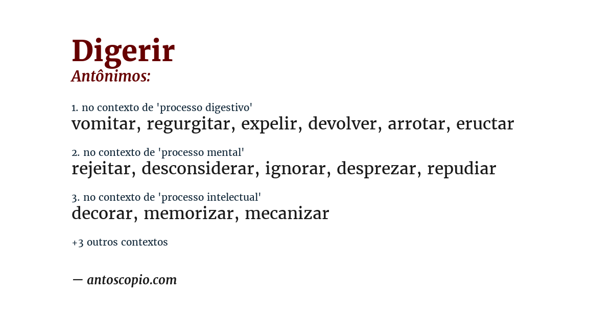 Antônimo de digerir