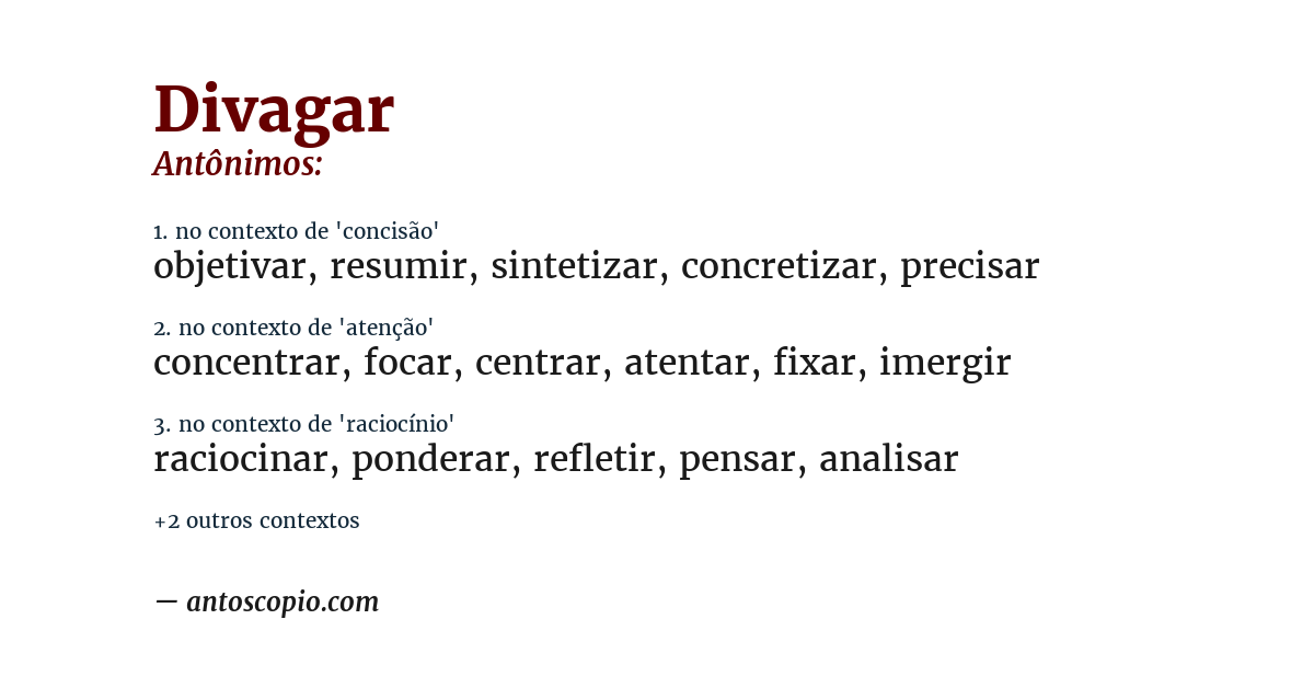 Antônimo de divagar