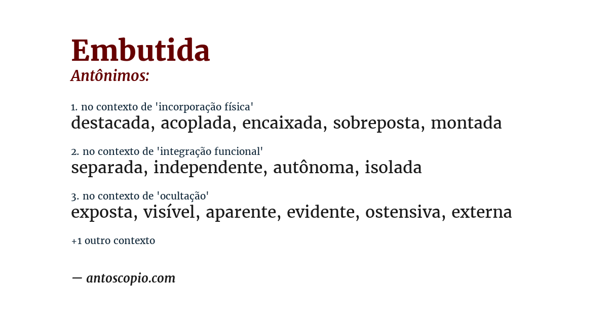 Antônimo de embutida