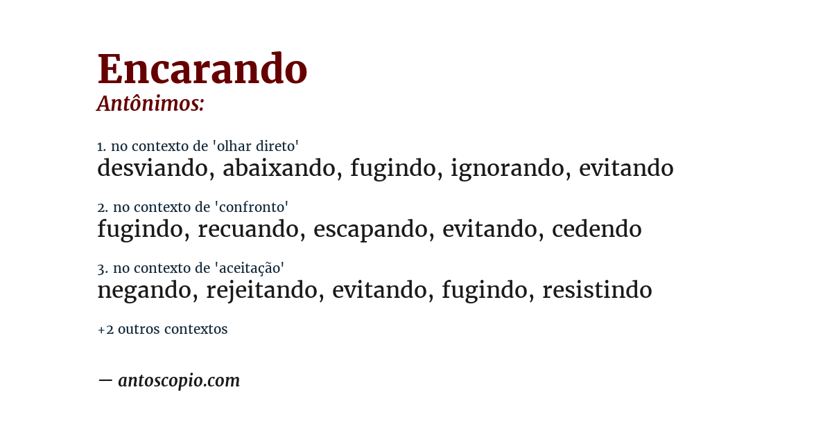 Antônimo de encarando