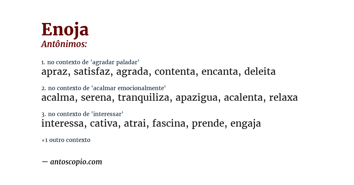 Antônimo de enoja