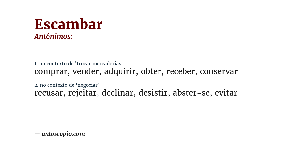 Antônimo de escambar