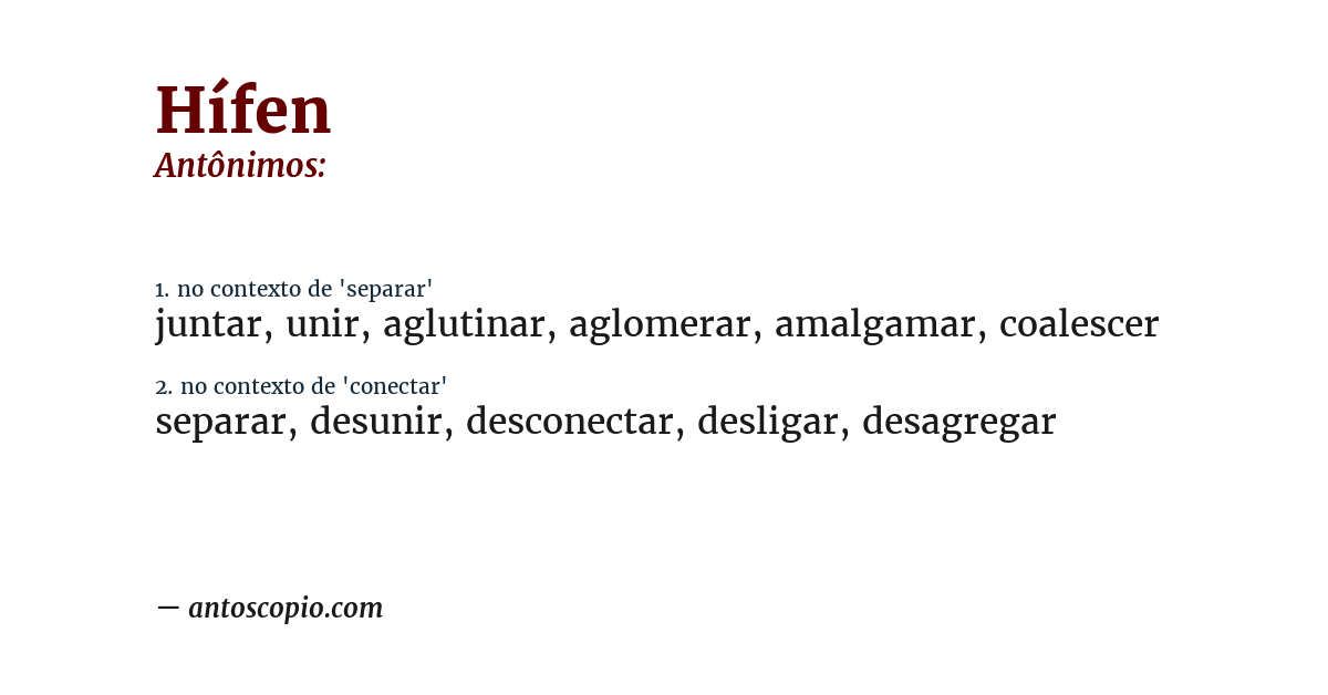 Antônimo de hífen