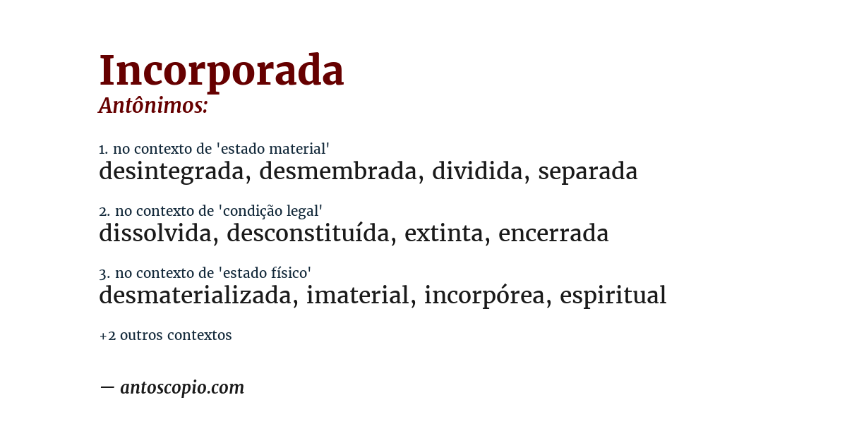 Antônimo de incorporada