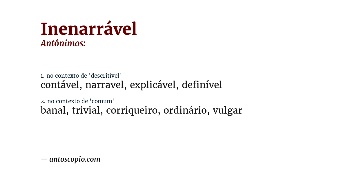 Antônimo de inenarrável