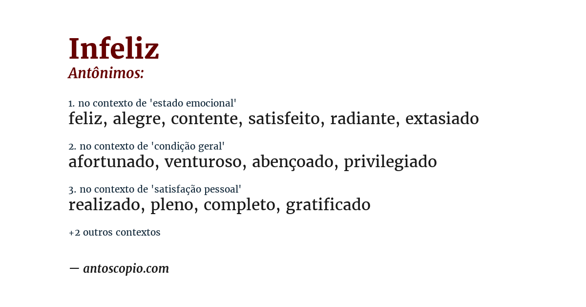 Antônimo de infeliz