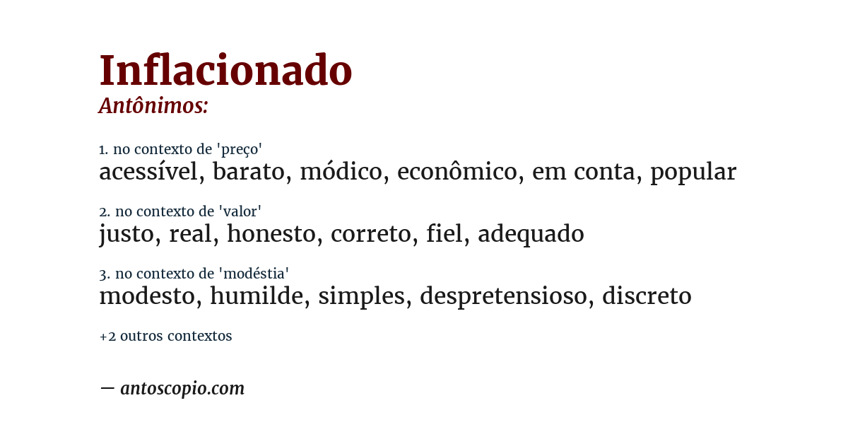 Antônimo de inflacionado