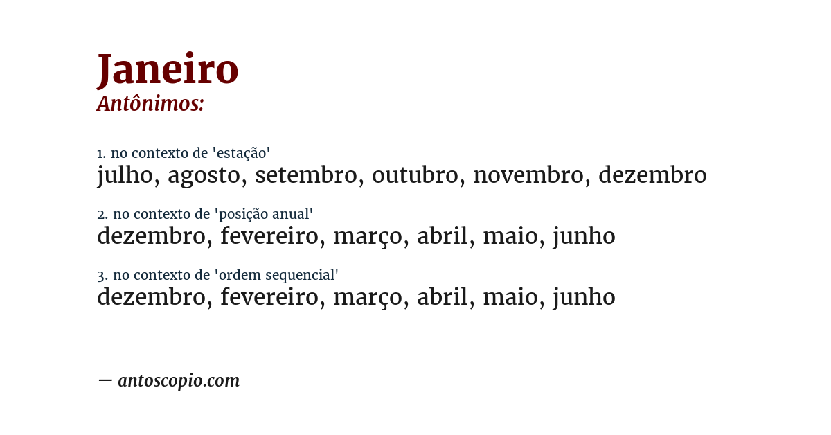 Antônimo de janeiro