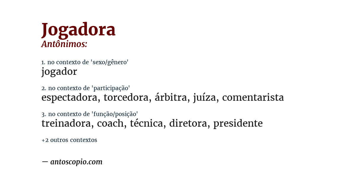 Antônimo de jogadora