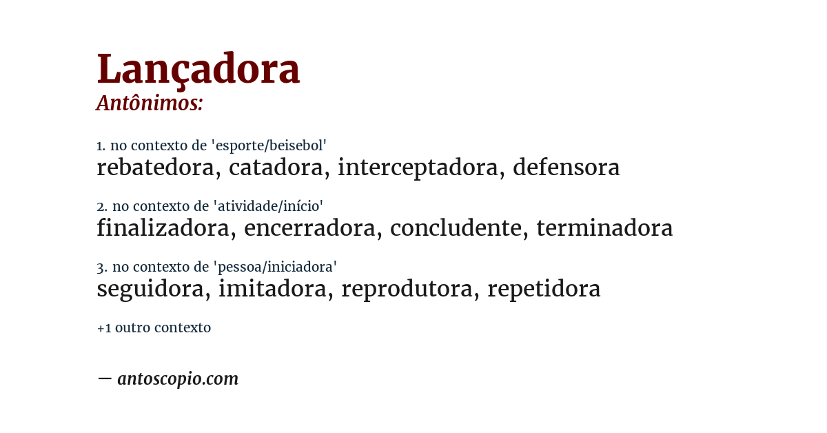 Antônimo de lançadora