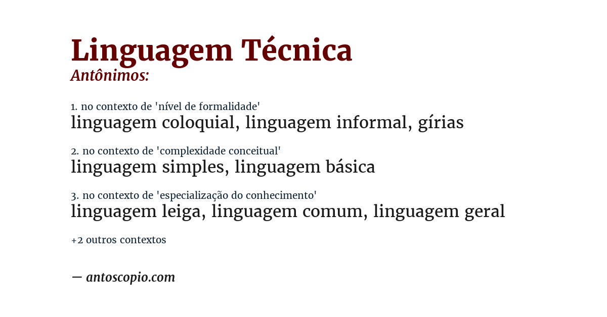 Antônimo de linguagem técnica