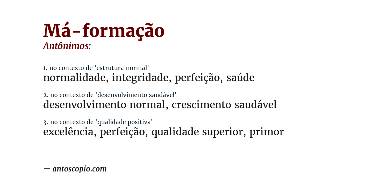 Antônimo de má-formação