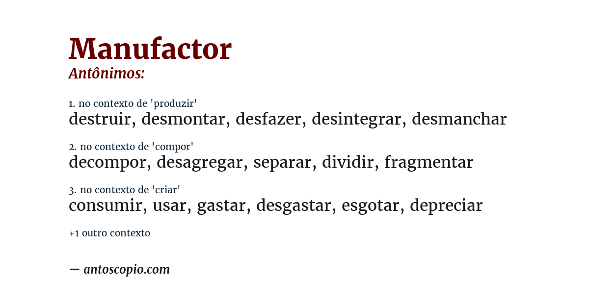Antônimo de manufactor