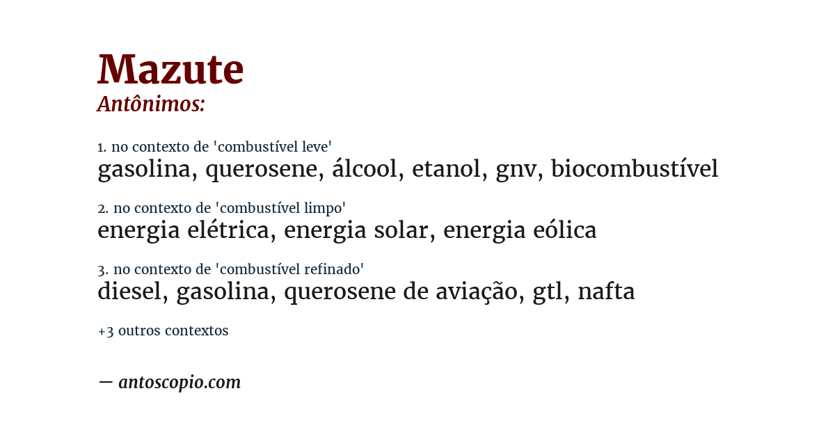 Antônimo de mazute