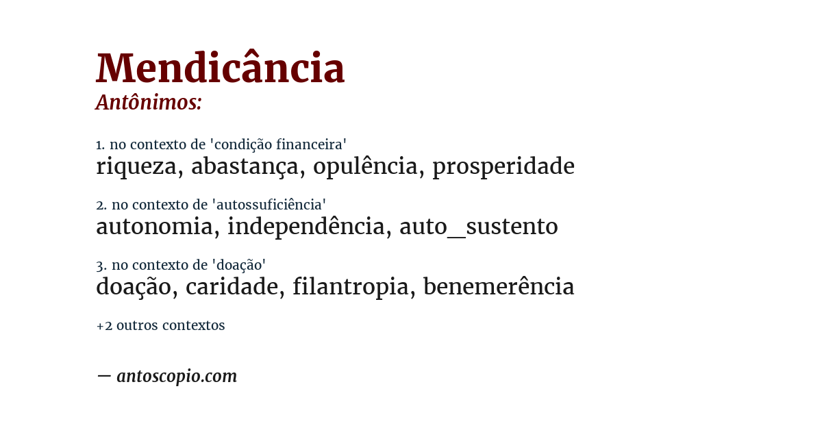 Antônimo de mendicância