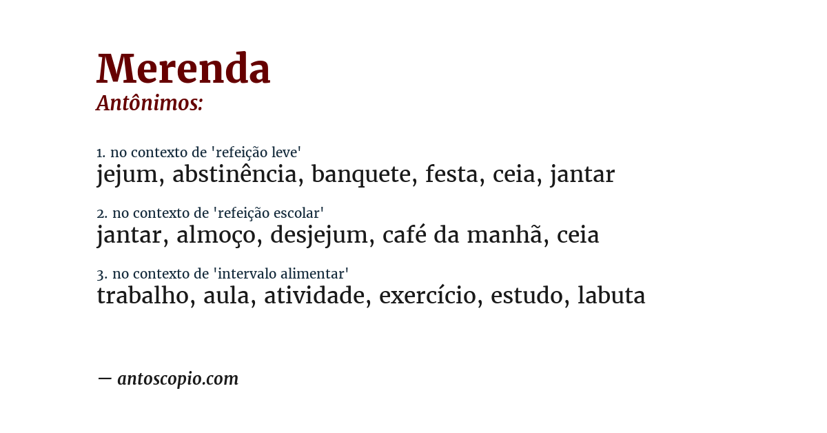 Antônimo de merenda