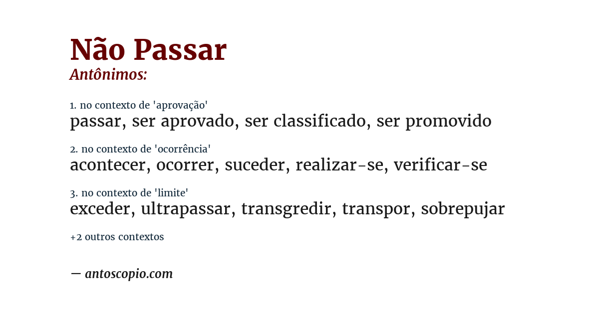 Antônimo de não passar