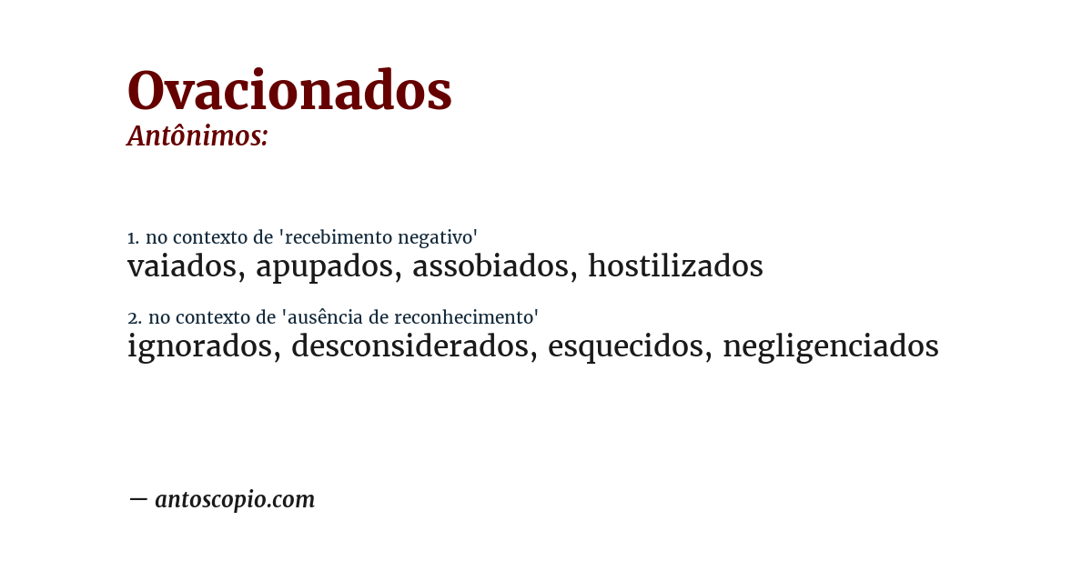 Antônimo de ovacionados