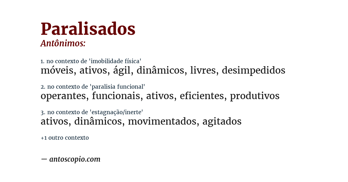 Antônimo de paralisados