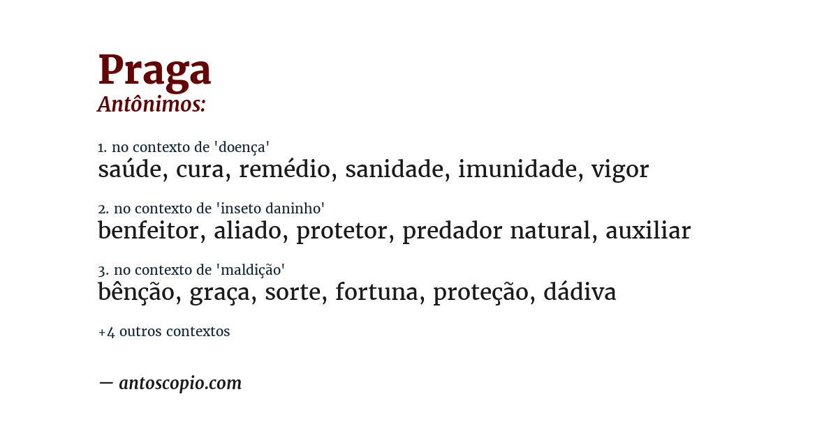Antônimo de praga