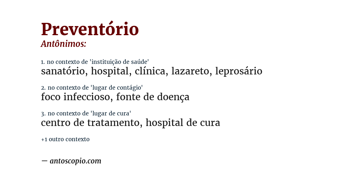 Antônimo de preventório