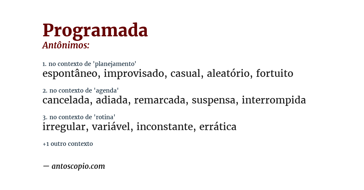 Antônimo de programada