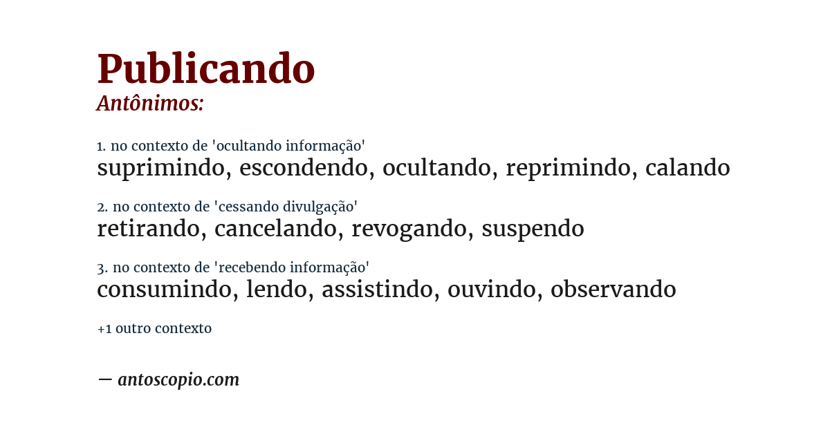 Antônimo de publicando