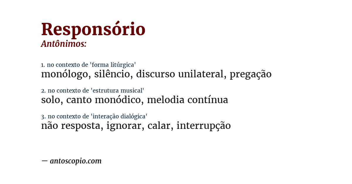 Antônimo de responsório
