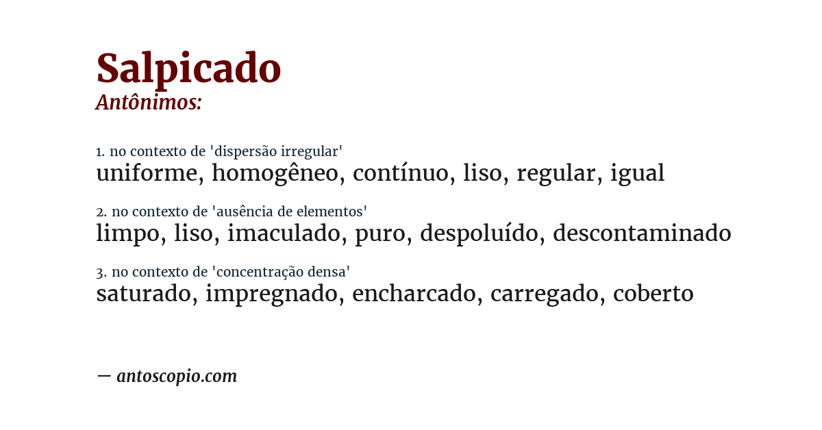 Antônimo de salpicado