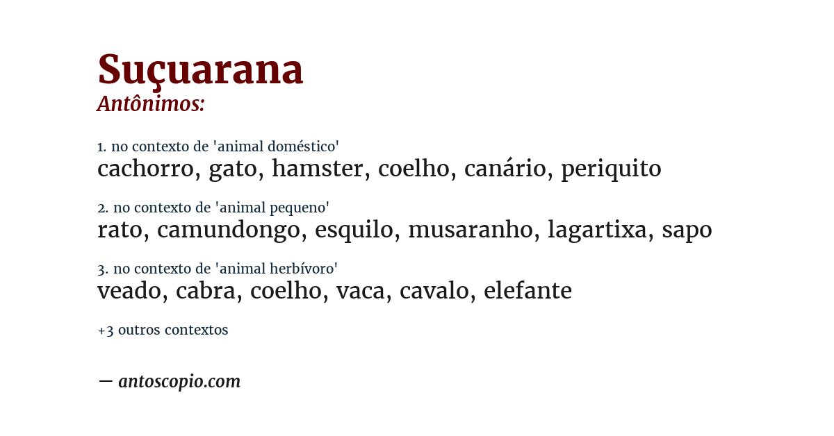 Antônimo de suçuarana