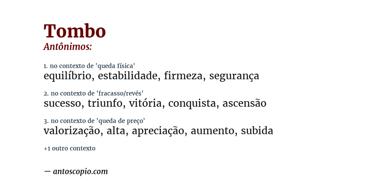 Antônimo de tombo