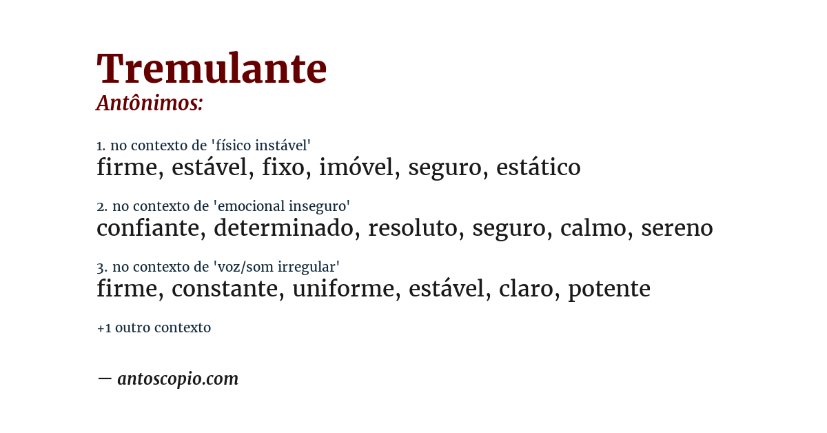 Antônimo de tremulante
