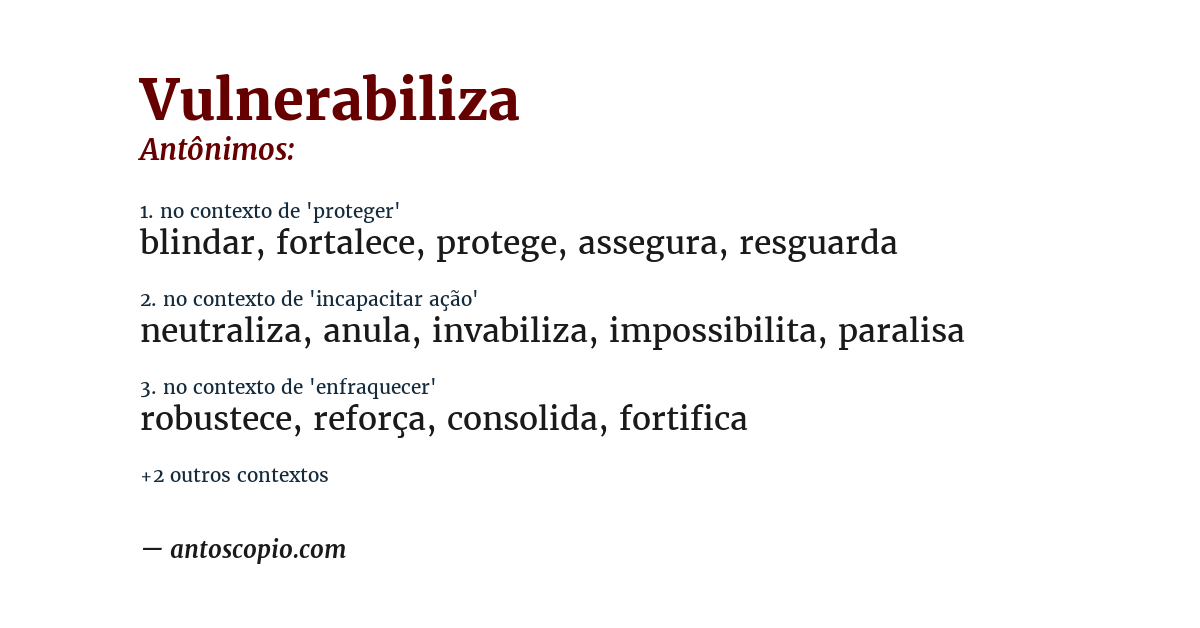 Antônimo de vulnerabiliza