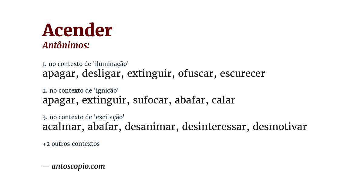 Antônimo de acender