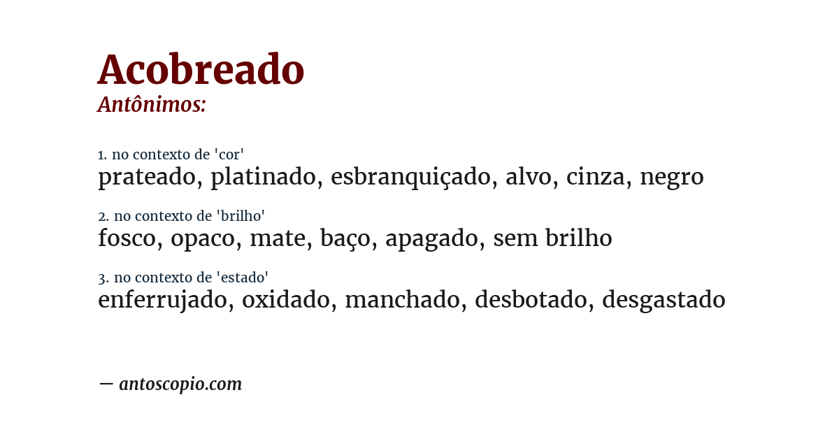 Antônimo de acobreado