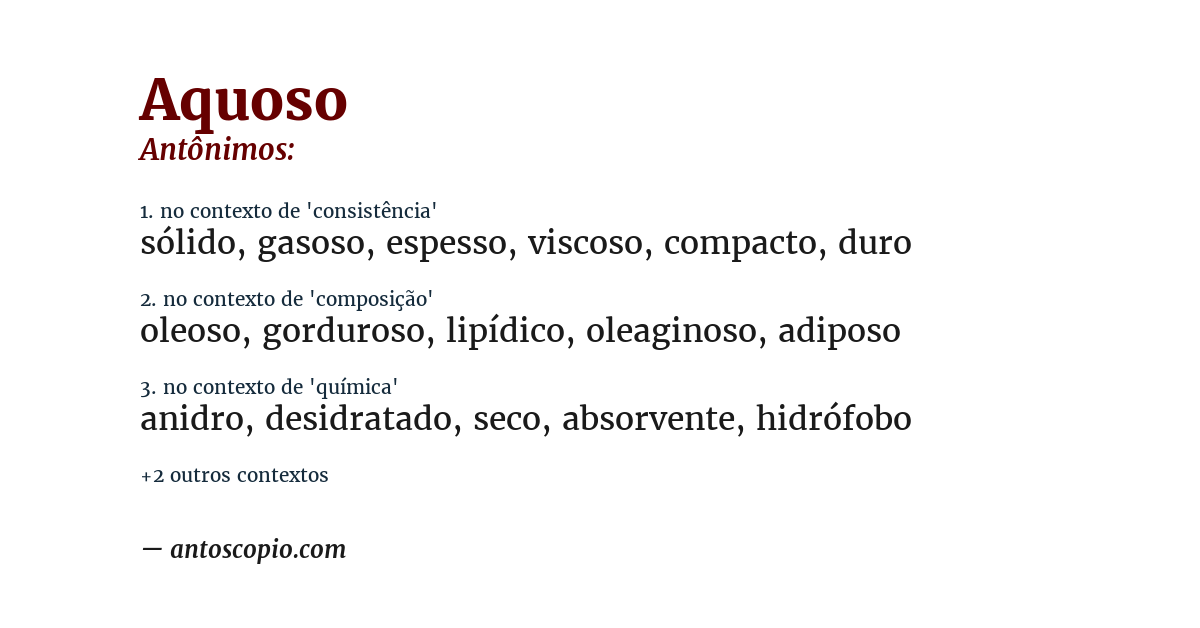 Antônimo de aquoso