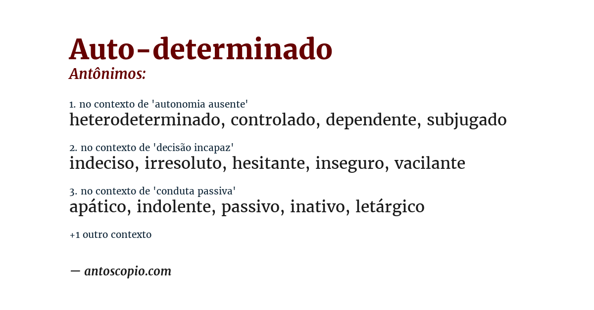 Antônimo de auto-determinado